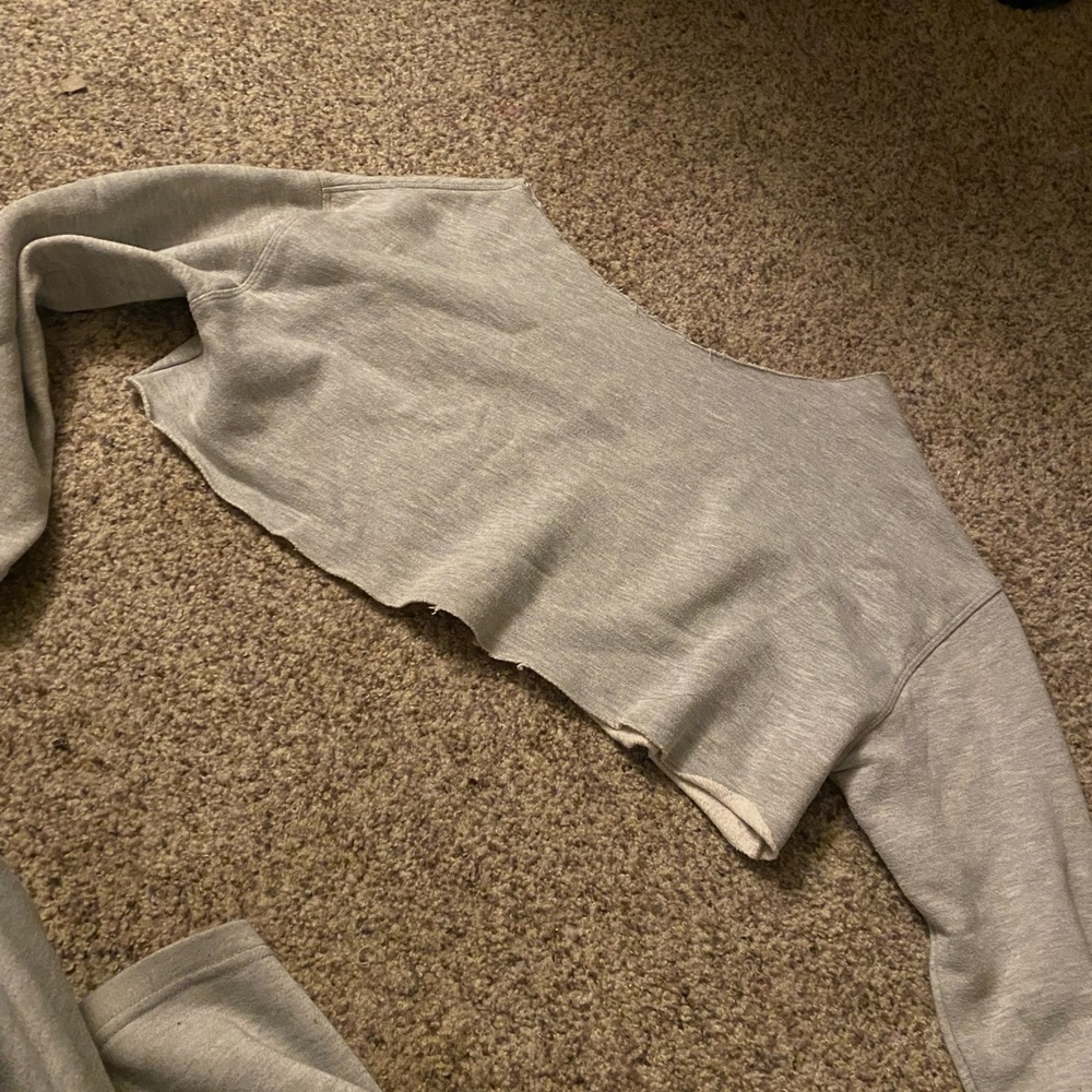 Gray Cropped Long Sleeve Top